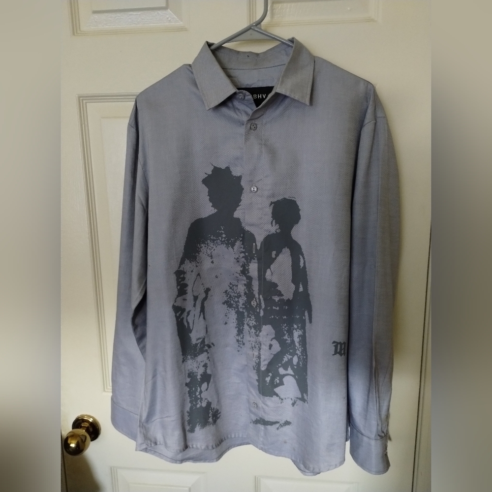 MISBHV Misbehave button down Grey Shadows Of Us Shirt Size Small